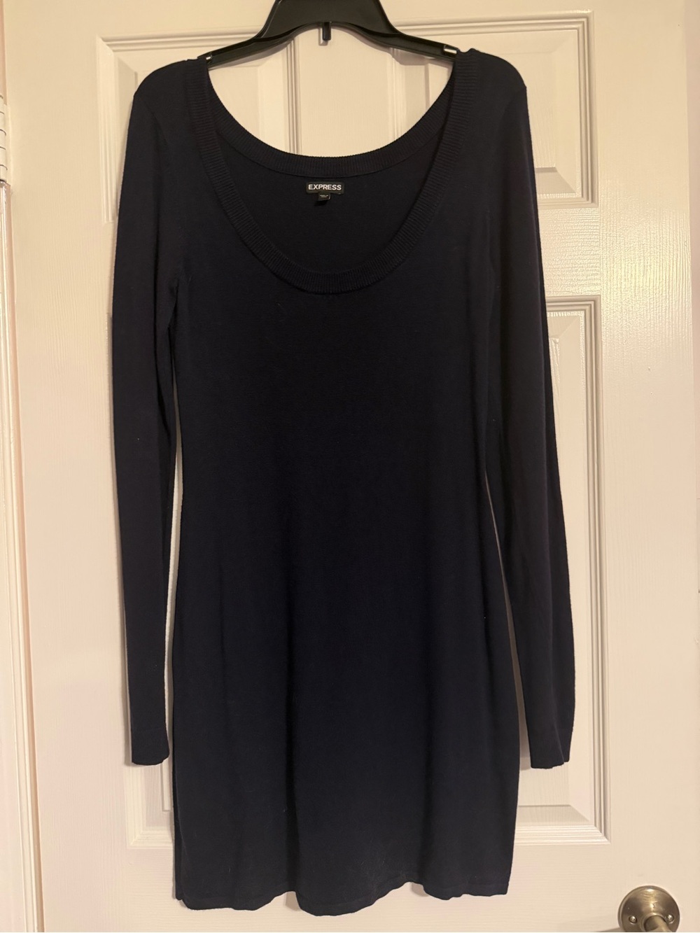 Express Black Scoop Neck Long Sleeve Knit Dress